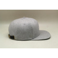 High quality heather grey wool snapback hat with leather strap